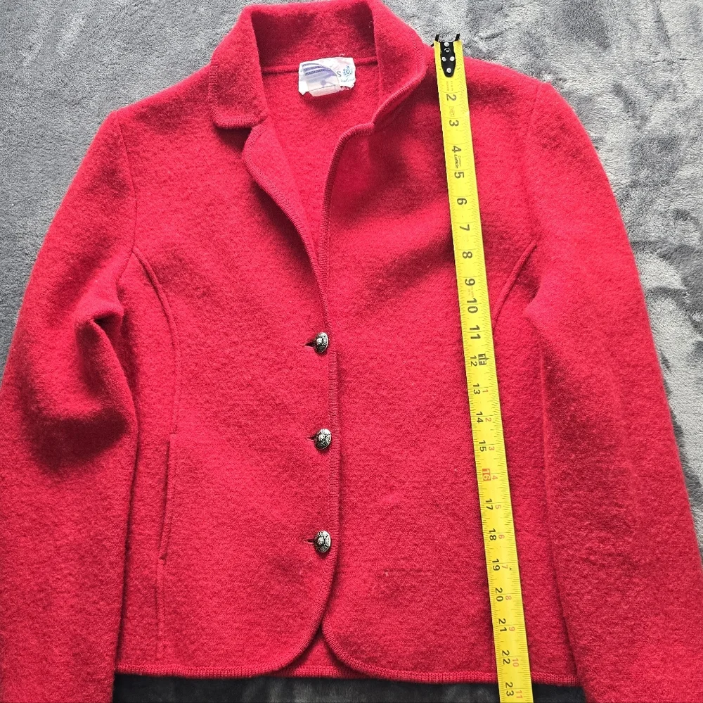 Dean Of Scotland 100% Wool Red Sweater Coat Size Medium - Picture 8 of 12